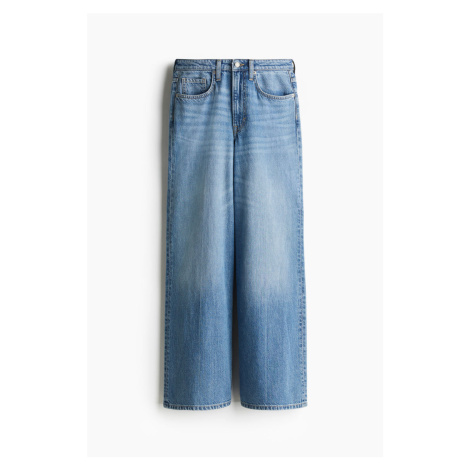 H & M - Feather Soft Super Wide Ultra High Jeans - modrá H&M