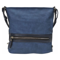 Velká středně modrá kabelka a batoh 2v1 s texturou