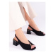 Pk Výborné dámské černé sandály na širokém podpatku ruznobarevne