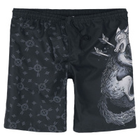 Black Premium by EMP Swim Shorts With Wolf Print Pánské plavky černá