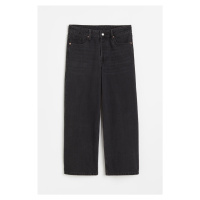 H & M - Baggy Wide Low Ankle Jeans - černá