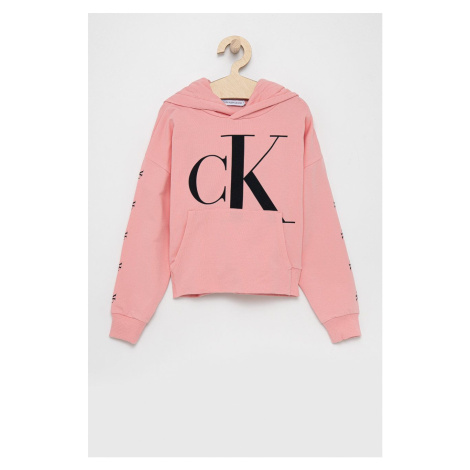 Dětská mikina Calvin Klein Jeans růžová barva, s potiskem | Modio.cz