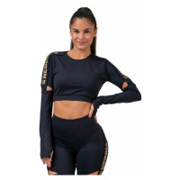 Nebbia Honey Bunny Crop Top Long Sleeve Černá Fitness tričko