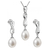 Evolution Group Souprava stříbrných šperků s pravými perlami Pavona 29041.1 (náušnice, řetízek, 