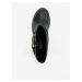 Černé vzorované kotníkové kožené boty s ozdobnými pásky Guess