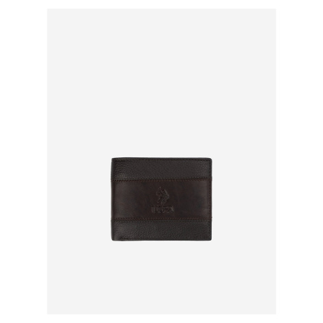 Tmavě hnědá pánská kožená peněženka U.S. Polo Assn. Horiz