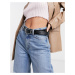 ASOS DESIGN waist and hip jeans belt in croc with metal tip in black