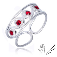 Prsten ze stříbra 925 - esíčkový vzor s červenými kamínky