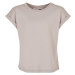 Dívčí organické tričko s prodlouženým ramenem v teple šedé barvě