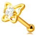 Diamantový piercing do nosu ze 14K žlutého zlata - kontura motýla s briliantem, 1,5 mm