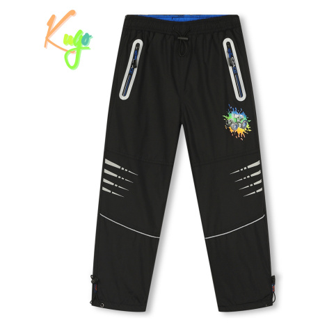 Chlapecké šusťákové kalhoty, zateplené - KUGO DK7121, celočerná Barva: Černá
