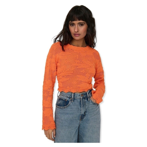 Only Cille Life Knit L/S - Tangerine Oranžová