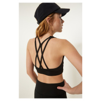 Happiness İstanbul Black Back Cross-Band Knitted Sports Bra