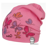 Bavlněná čepice Dráče - Polo 64, růžová, motýlci Barva: Růžová