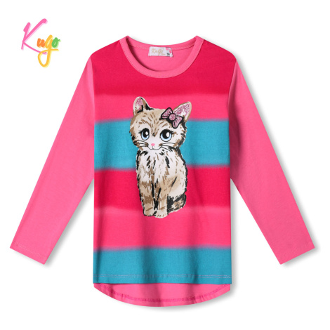 Dívčí tričko - KUGO HC0747, tmavě růžová Barva: Růžová