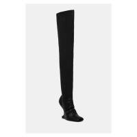 Kozačky Rick Owens Lilies CANTILEVER 11 dámské, černá barva, na klínku, LI02D5801LS