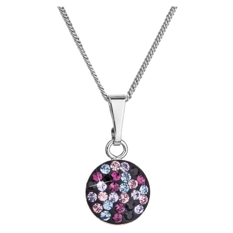 Evolution Group Stříbrný náhrdelník se Swarovski krystaly kulatý fialový 32086.3 magic violet