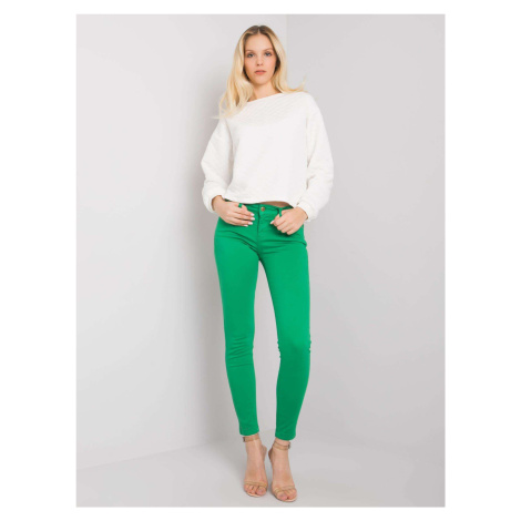 Světle zelené dámské skinny kalhoty -green Zelená BASIC