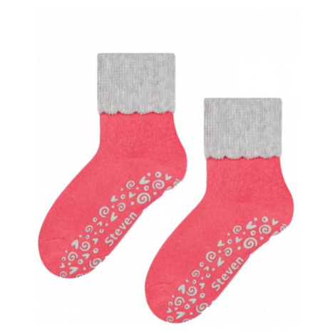 Steven 038 růžovo-šedé ABS Dětské ponožky