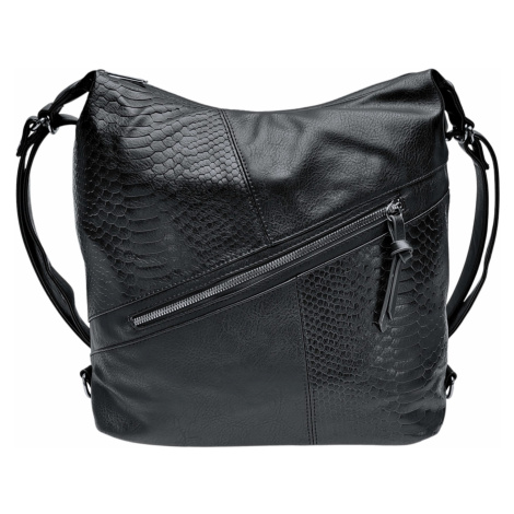 Velký černý kabelko-batoh z eko kůže Nessie Tapple