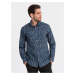 Ombre Clothing Zajímavá tmavě modrá košile s trendy vzorem V1 SHCS-0151