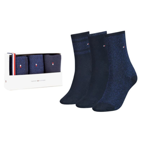 Tommy Hilfiger dámské modré ponožky 3 pack
