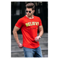 Madmext Red Men's T-Shirt with Neon Embroidery Print 4540