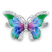 Stříbrný prsten barevný motýl zdobený zirkony FanTurra