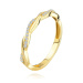 Prsten ze žlutého 14K zlata - propletené hladké a zirkonové vlnky