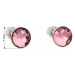 Stříbrné náušnice pecka s krystaly Swarovski růžové kulaté 31137.3