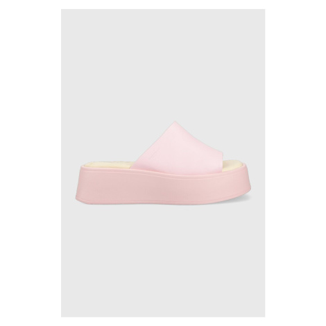 Kožené pantofle Vagabond Shoemakers COURTNEY dámské, růžová barva, na platformě, 5334.601.45