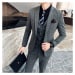 Kostkovaný business oblek 3v1 formální set s vestou
