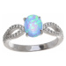 Stříbrný prsten s opálem a čirými zirkony STRP0272F