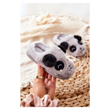Children's Slippers With Animal Grey Pandi Kesi