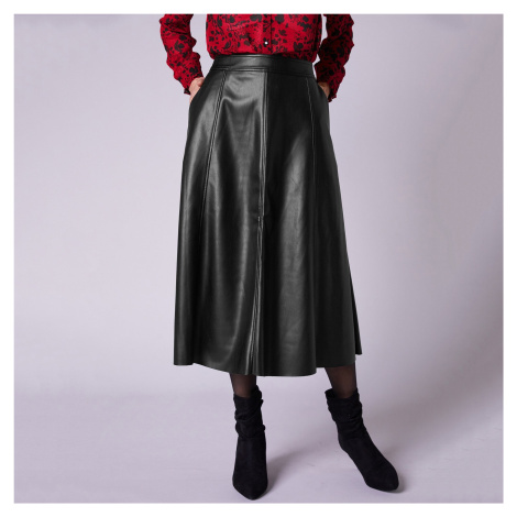 Blancheporte Koženková (1) midi sukně v rozšířeném střihu černá
