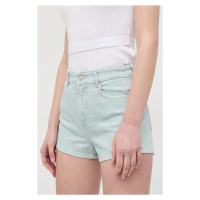 Kraťasy Guess dámské, zelená barva, vzorované, high waist