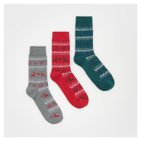 Reserved - 3 pack ponožek s vánočním motivem - Červená