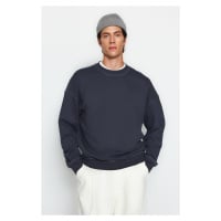 Trendyol Anthracite Oversize/Wide Cut Contrast Stitch Detailed Crew Neck Sweatshirt