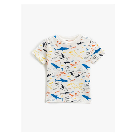 Koton tištěné dětské tričko v barvě ecru 3smb10052tk
