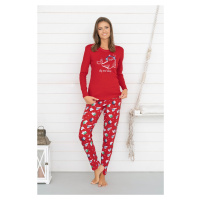 Dámské pyžamo Italian Fashion Kasjana - dlouhé bavlněné Červená