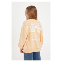 DEFACTO Girl Oversize Wide Pattern Crew Neck Back Printed Sweatshirt