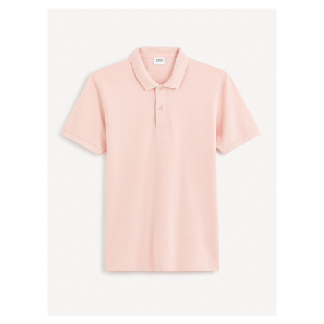 Světle růžové pánské basic polo tričko Celio Teone