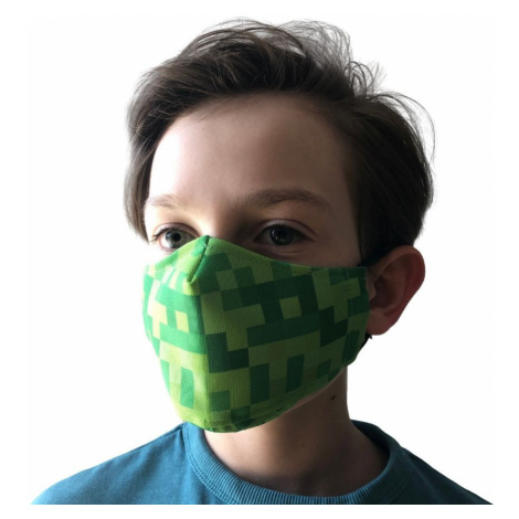 Dětská 100%bavlněná rouška vzor Zelená kostka Minecraft třívrstvá