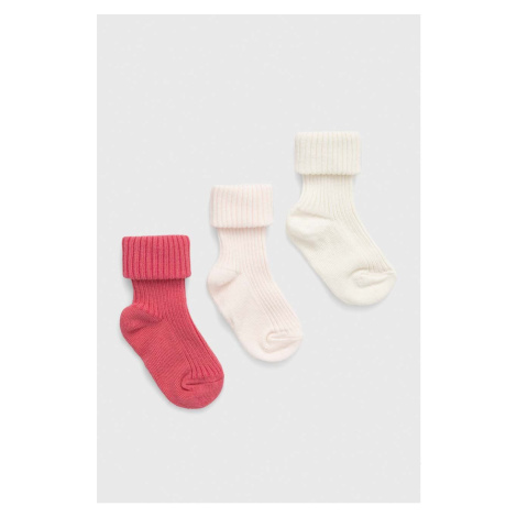 Kojenecké ponožky United Colors of Benetton 3-pack růžová barva