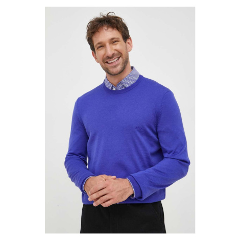 Vlněný svetr BOSS pánský, fialová barva Hugo Boss
