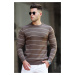 Madmext Brown Striped Knitwear Sweater 5177