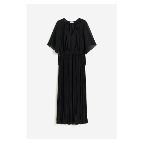 H & M - Plisované šaty se zavazováním - černá H&M