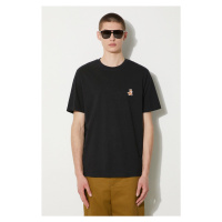 Bavlněné tričko Maison Kitsuné Speedy Fox Patch Comfort Tee Shirt černá barva, s aplikací, MM001