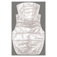Bílá péřová vesta s odepínací kapucí (B8247-26)