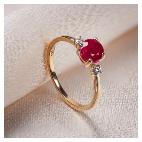 Diamantový prsten s rubínem ze 14kt zlata Planet Shop